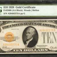 Fr. 2400. 1928 $10 Gold Certificate. PMG Choice Uncirculated 64.