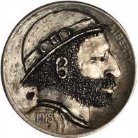 1915 Man with Beard and Hat. Host coin Extremely Fine.