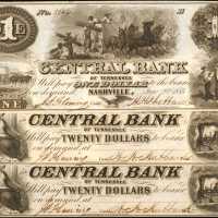 Nashville, Tennessee. Central Bank of Tennessee. $1 & $20. Lot of (3) Notes. About Uncirculated.
