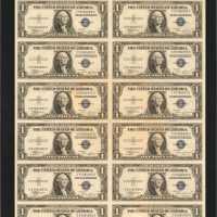 Fr. 1611. 1935B $1 Silver Certificates. PCGS Very Choice New 64. Uncut Sheet of 12.
