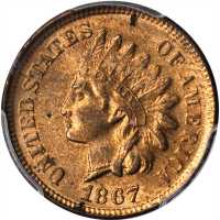 1867 Indian Cent. MS-64 RB (PCGS).