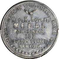 New York--New York. Undated (1858) George H. Lovett. Miller NY-488. White Metal. 31 mm. MS-62 (PCGS)