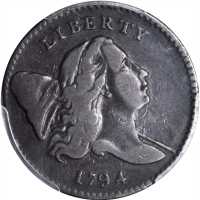 1794 Liberty Cap Half Cent. C-5a. Rarity-4+. Normal Head. Small Edge Letters. Fine-12 (PCGS).