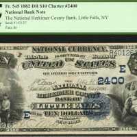 Little Falls, New York. $10 1882 Date Back. Fr. 545. The National Herkimer County Bank. Charter #240