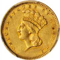1856 Gold Dollar. Slant 5. AU-50 (PCGS).