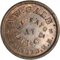New Hampshire--Concord. Undated (1861-1865) Albert W. Gale. Fuld-120A-1a. Rarity-4. Copper. 19 mm. M