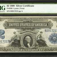 Fr. 250. 1899 $2 Silver Certificate. PMG Gem Uncirculated 65 EPQ.