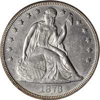 1873 Liberty Seated Silver Dollar. AU-58 (PCGS). CAC.