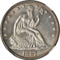1887 Liberty Seated Half Dollar. WB-101. MS-64 (NGC). CAC.