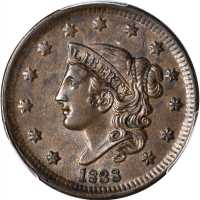 1838 Modified Matron Head Cent. N-1. Rarity-1. AU-58 (PCGS).