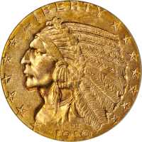 1910-D Indian Half Eagle. MS-63 (PCGS).