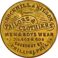 Pennsylvania, Philadelphia. Rockhill & Wilson. Mechanical calendar. Bowers PA-4215. Gilt brass. 39 m