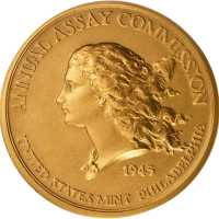 1945 Assay Commission Medal. Yellow Bronze. 68 mm. JK-AC-90. Rarity-7. Specimen-66 (PCGS).