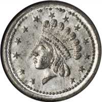 1864 Indian Princess / Union For Ever. Fuld-51/342 e. Rarity-7. White Metal. 20 mm. MS-63 (NGC).
