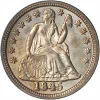 1845 Liberty Seated Dime. MS-64 (PCGS). OGH.