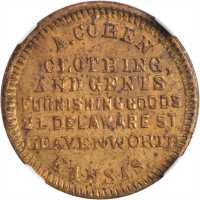 Kansas--Leavenworth. 1863 Adolph Cohen. Fuld-550A-1b. Rarity-8. Brass. 19 mm. MS-61 (NGC).