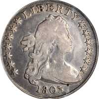 1803 Draped Bust Silver Dollar. BB-255, B-6. Rarity-2. Large 3. VG Details--Damage (PCGS).