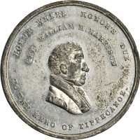 1840 William Henry Harrison. DeWitt-WHH 1840-7. White metal. Original. 38.5 mm. About Uncirculated.