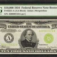 1934年美联储10000美元 PMG Choice Unc 64