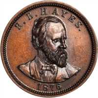 1876 Rutherford B. Hayes. DeWitt-RBH 1876-10. Bronzed copper. 25.5 mm. Mint State.