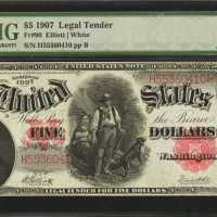 Fr. 90. 1907 $5 Legal Tender Note. PMG Choice Very Fine 35.