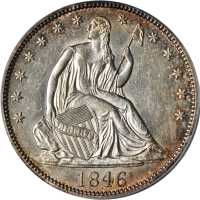 1846 Liberty Seated Half Dollar. WB-16. Rarity-3. Tall Date. AU-55 (PCGS).