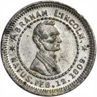 1860 Abraham Lincoln. DeWitt-AL 1860-74. White metal. 19.2 mm. About Uncirculated.