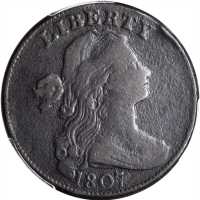 1807 Draped Bust Cent. S-274. Rarity-3+. Small Fraction. Fine Details--Environmental Damage (PCGS).