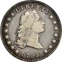 1795 Flowing Hair Silver Dollar. BB-21, B-1. Rarity-2. Two Leaves. VF-30 (NGC).