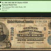 Little Rock, Arkansas. $5 1902 Date Back. Fr. 590. The German NB. Charter #3318. PCGS Fine 12.