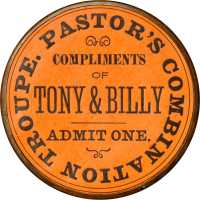 New York, New York. Pastors Combination Troupe. Bowers NY-7082. Silvered brass. 38 mm. About Uncircu