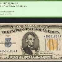 Fr. 2307. 1934 $5 North Africa Emergency Note. PCGS Gem New 66 PPQ.