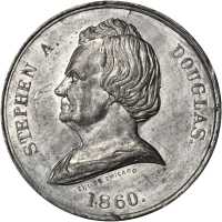 1860 Stephen Douglas. DeWitt-SD 1860-6. White metal. 35.3 mm. About Uncirculated.