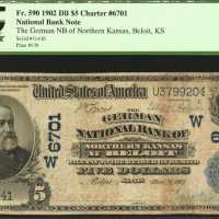 Beloit, Kansas. $5 1902 Date Back. Fr. 590. The German NB of Northern Kansas. Charter #6701. PCGS Fi