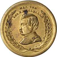 1864 George McClellan. DeWitt-GMcC 1864-14. Brass. 31.8 mm. Mint State.