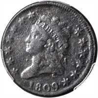 1809 Classic Head Cent. S-280, the only known dies. Rarity-2. Fine Details--Environmental Damage (PC