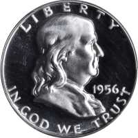 1956 Franklin Half Dollar. Type II Reverse. Proof-68 Deep Cameo (PCGS). CAC.