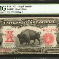 Fr. 121*. 1901 $10 Legal Tender Star Note. PMG Very Fine 30.