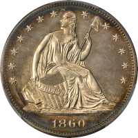 1860 Liberty Seated Half Dollar. Proof-64+ (PCGS).