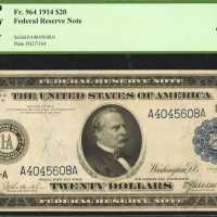 Fr. 964. 1914 $20 Federal Reserve Note. Boston. PCGS Extremely Fine 45 PPQ.