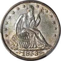 1853 Liberty Seated Half Dollar. Arrows and Rays. WB-101. AU-55 (PCGS).