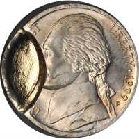 1999-P Jefferson Nickel--Broadstruck with Obverse Indent--MS-64 (ANACS). OH.