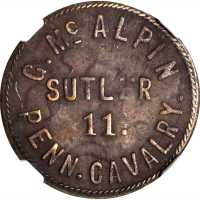 Pennsylvania. 11th Pennsylvania Cavalry. George McAlpin. Schenkman PA-11b-10Ba. Rarity-8. Brass. 20 
