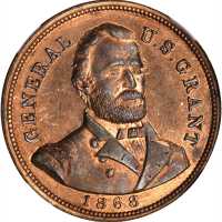 1868 Ulysses S. Grant. DeWitt-USG 1868-30. Copper. 28 mm. MS-65 RB PL (NGC).