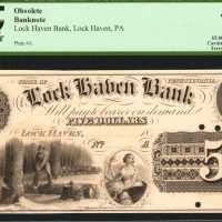 Lock Haven, Pennsylvania. Lock Haven Bank. ND (18xx). $5. PCGS Very Choice New 64. Proof.