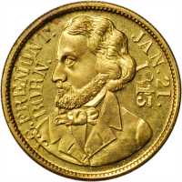 1856 John Freemont. DeWitt-JF 1856-14. Gilt brass. 22.2 mm. Choice Mint State.