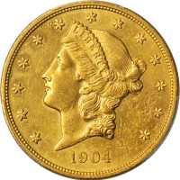 美国1904年20美元金币。