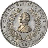 1852 Winfield Scott. DeWitt-WS 1852-5. White metal. 34 mm. MS-63 PL (NGC).