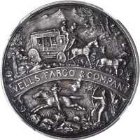 1902 Wells Fargo & Company Semicentennial. Silver. 40 mm. HK-296. Rarity-5. MS-63 (NGC).