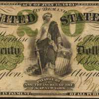 Fr. 11 (W-1907). 1861 $20 Demand Note. New York. PCGS Very Fine 25.